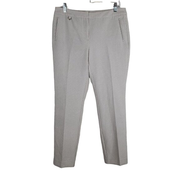 Adrianna Papell 8 Printed Kate Fit Pants‎ Taupe Geometric Dress Slacks - Picture 1 of 6